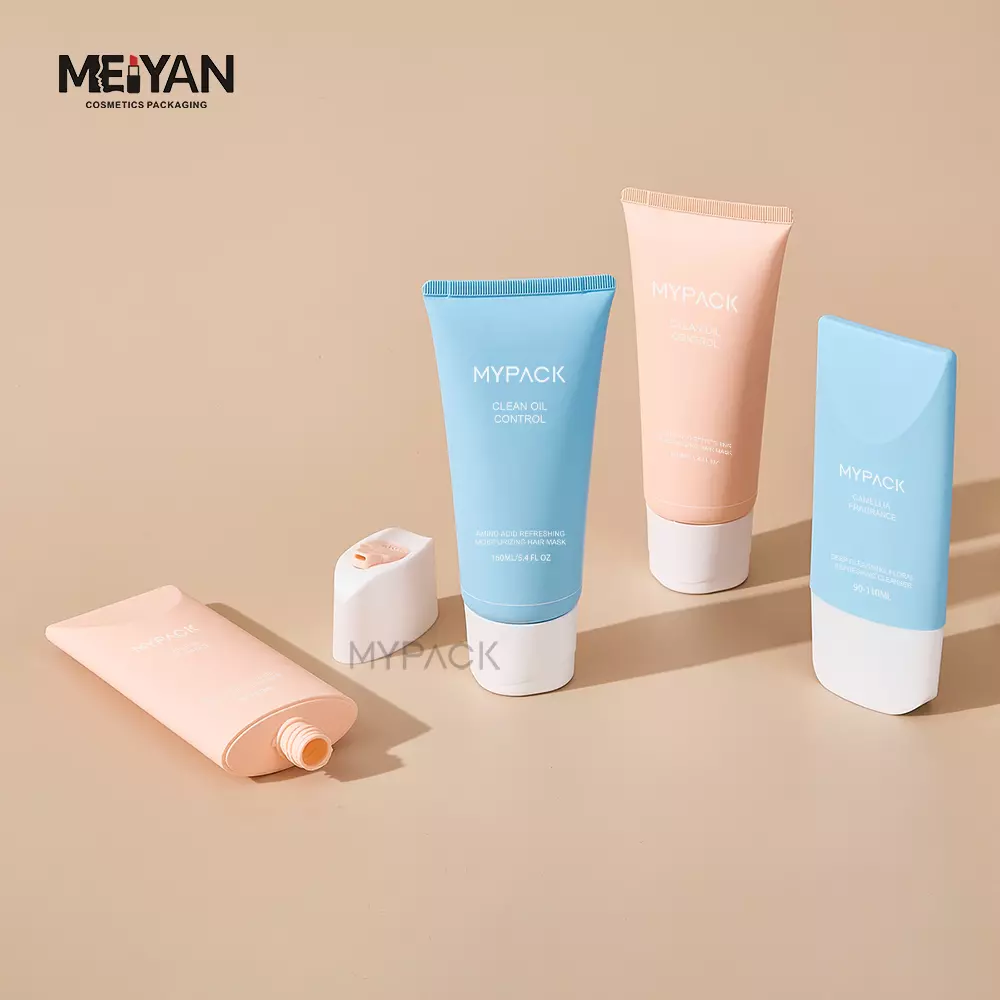 MYPACK luxury unique pp flat empty 150ml hand cream lotion sunscreen plastic cosmetic soft squeeze tube with cap