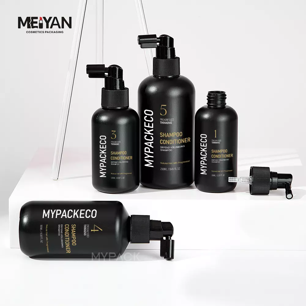 MYPACK black soft touch HDPE 100ml 120ml boston plastic nasal cleansing scalp mist spray bottle hair growth oil empty containers