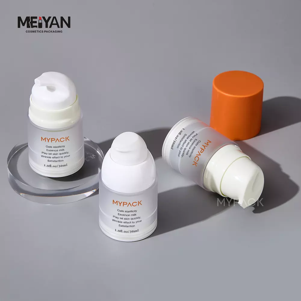 MYPACK luxury eco friendly petg round plastic skincare lotion serum facial cream airless pump bottle set 50ml 100ml