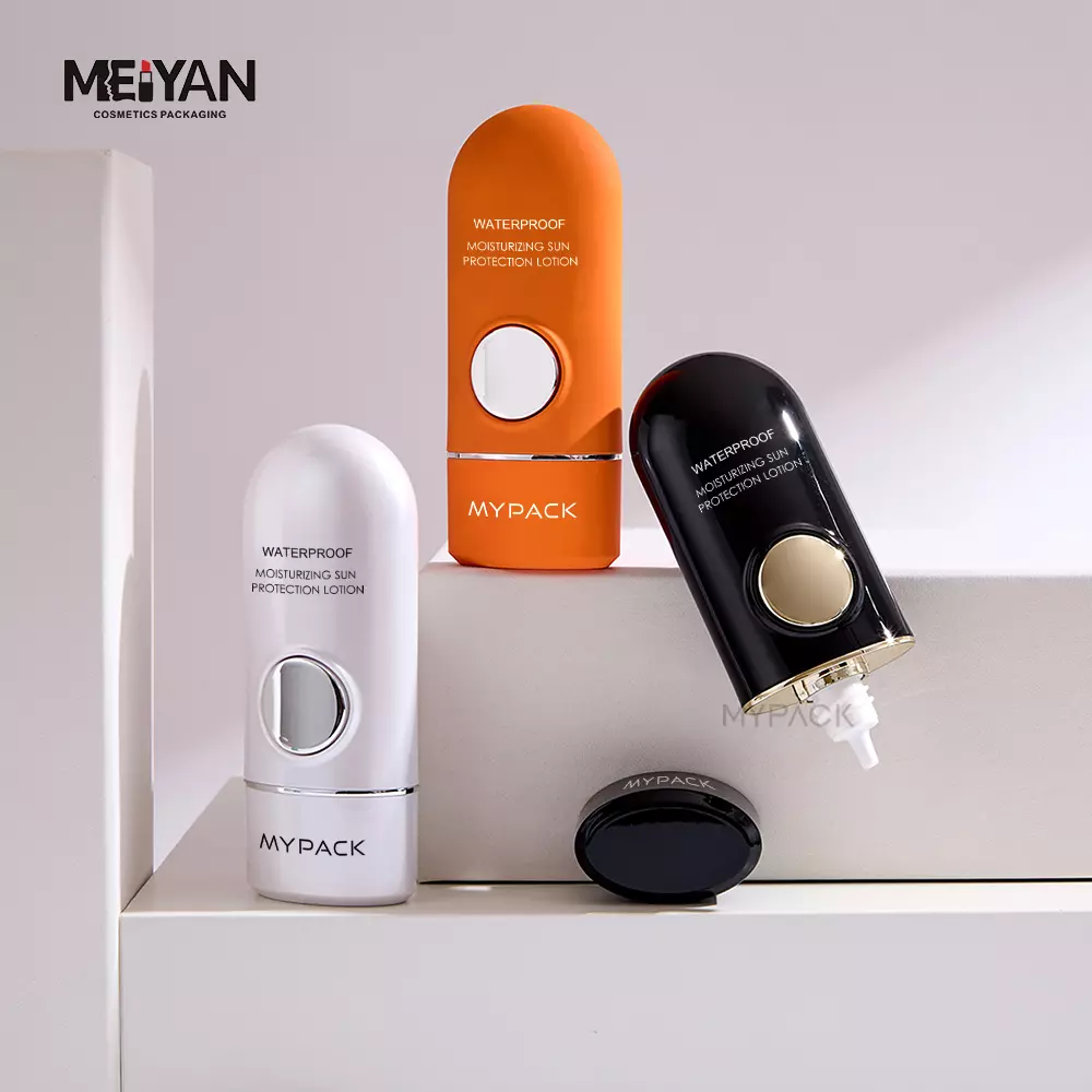 MYPACK empty cosmetic plastic button sunscreen tubes 50ml 30ml hand lotion cosmetic tube glossy with twist cap