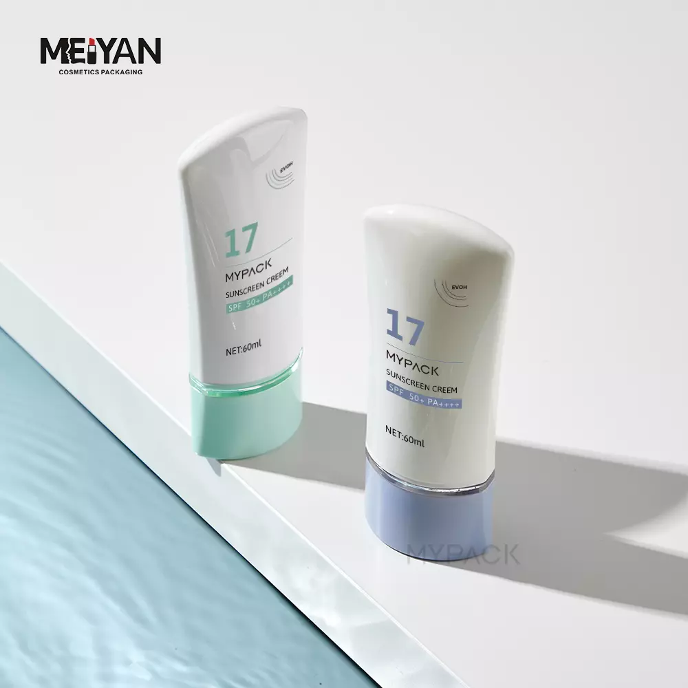 MYPACK glossy printed facial cleanser squeeze cosmetic packaging tube sunscreen 50ml hand lotion tube nozzle type flat