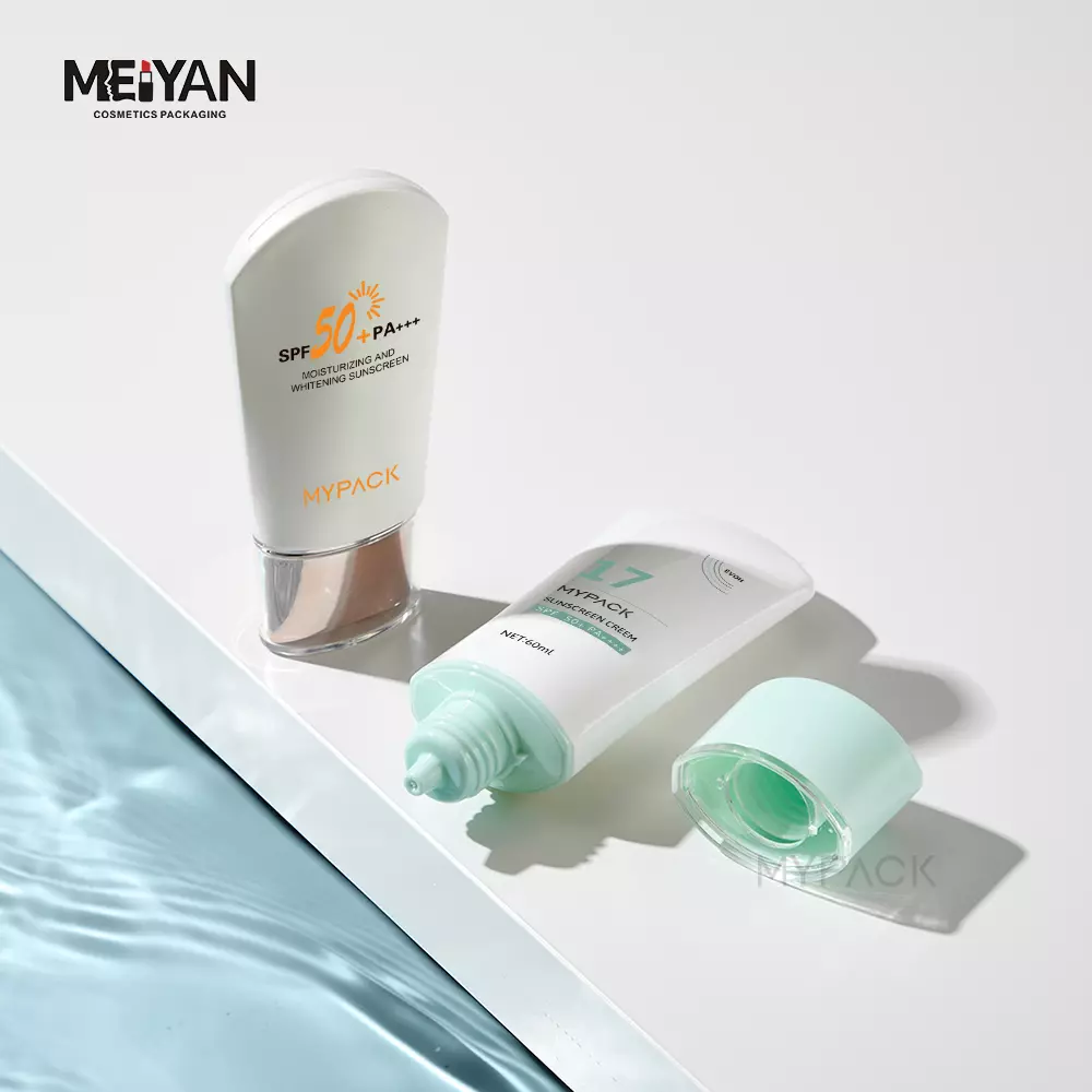 MYPACK glossy printed facial cleanser squeeze cosmetic packaging tube sunscreen 50ml hand lotion tube nozzle type flat