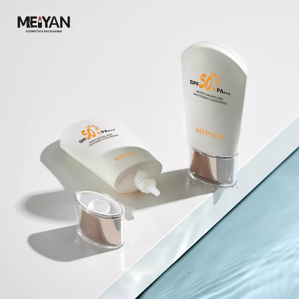 MYPACK glossy printed facial cleanser squeeze cosmetic packaging tube sunscreen 50ml hand lotion tube nozzle type flat