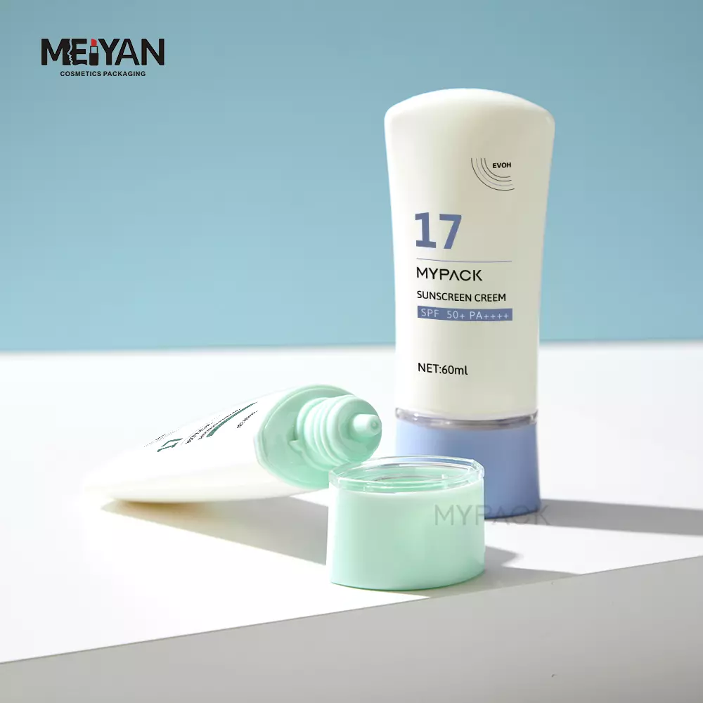 MYPACK glossy printed facial cleanser squeeze cosmetic packaging tube sunscreen 50ml hand lotion tube nozzle type flat