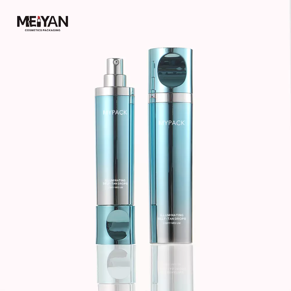 MYPACK luxury electroplate pp plastic 30ml 50ml 100ml cosmetic serum lotion airless pump bottle with magnetic cap