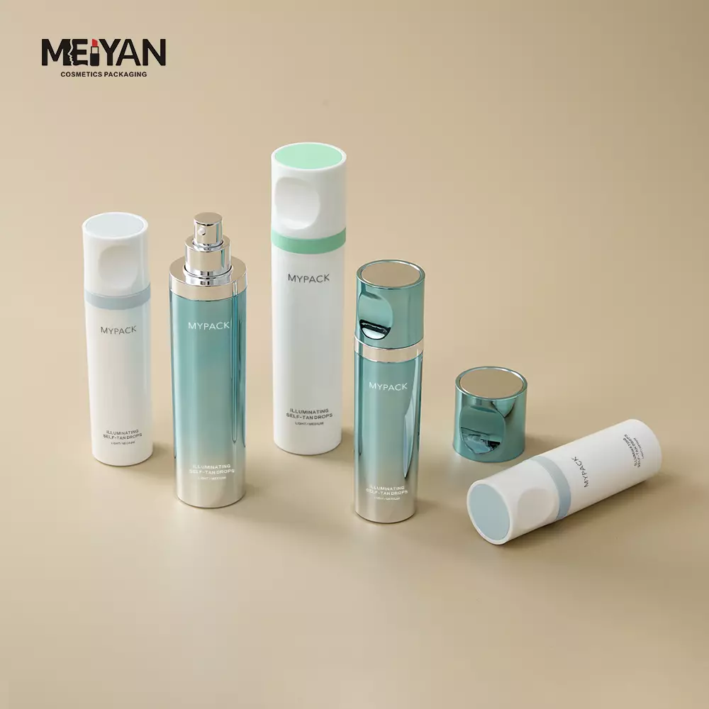 MYPACK luxury electroplate pp plastic 30ml 50ml 100ml cosmetic serum lotion airless pump bottle with magnetic cap