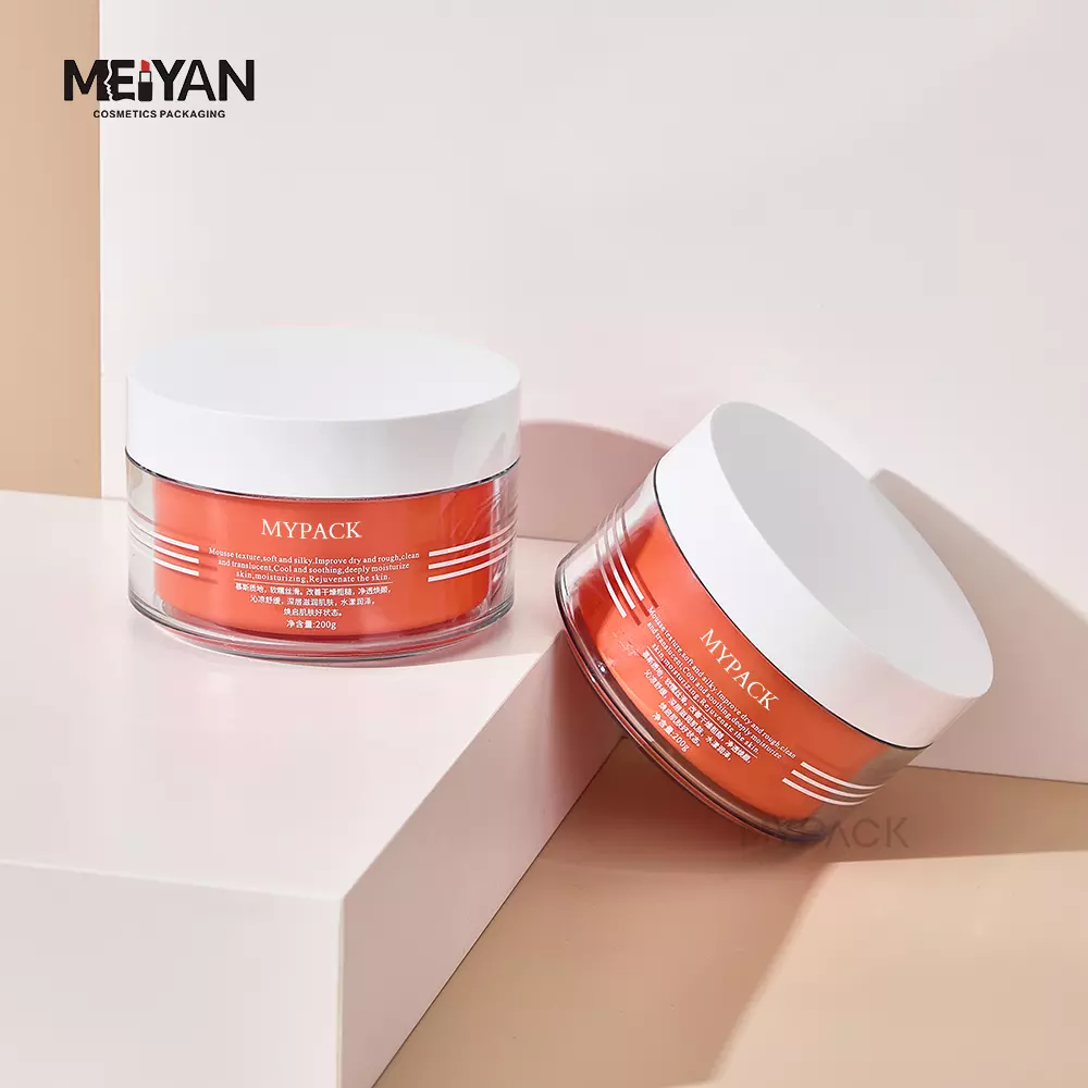 Luxury AS 100ml 200ml recycled round cosmetic skincare body scrub lotion packaging plastic cylindric jars with spoon refillable