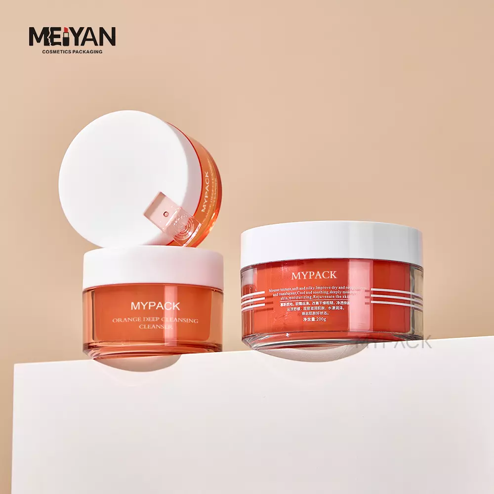 Luxury AS 100ml 200ml recycled round cosmetic skincare body scrub lotion packaging plastic cylindric jars with spoon refillable