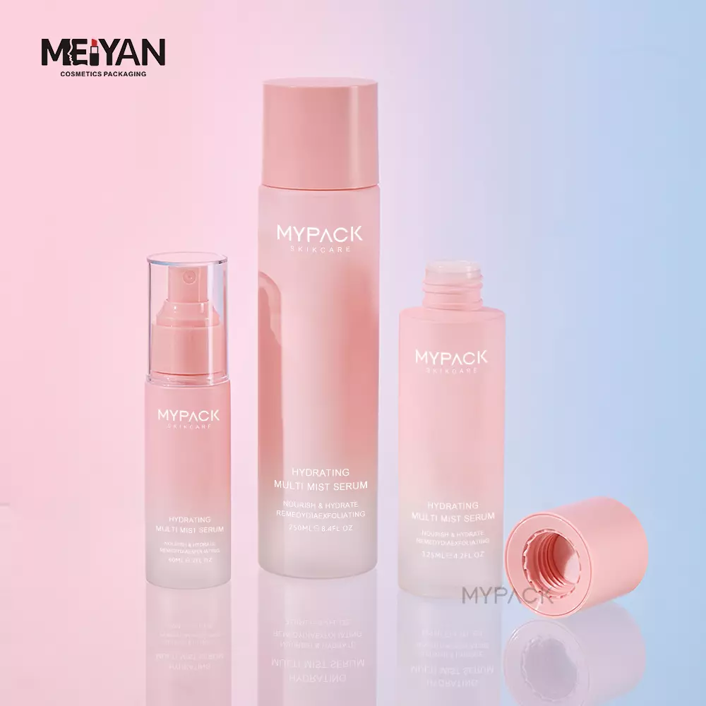 MYPACK Luxury pink 80ml 250ml pet plastic empty cosmetic face body cream facial care skincare bottles jar packaging set