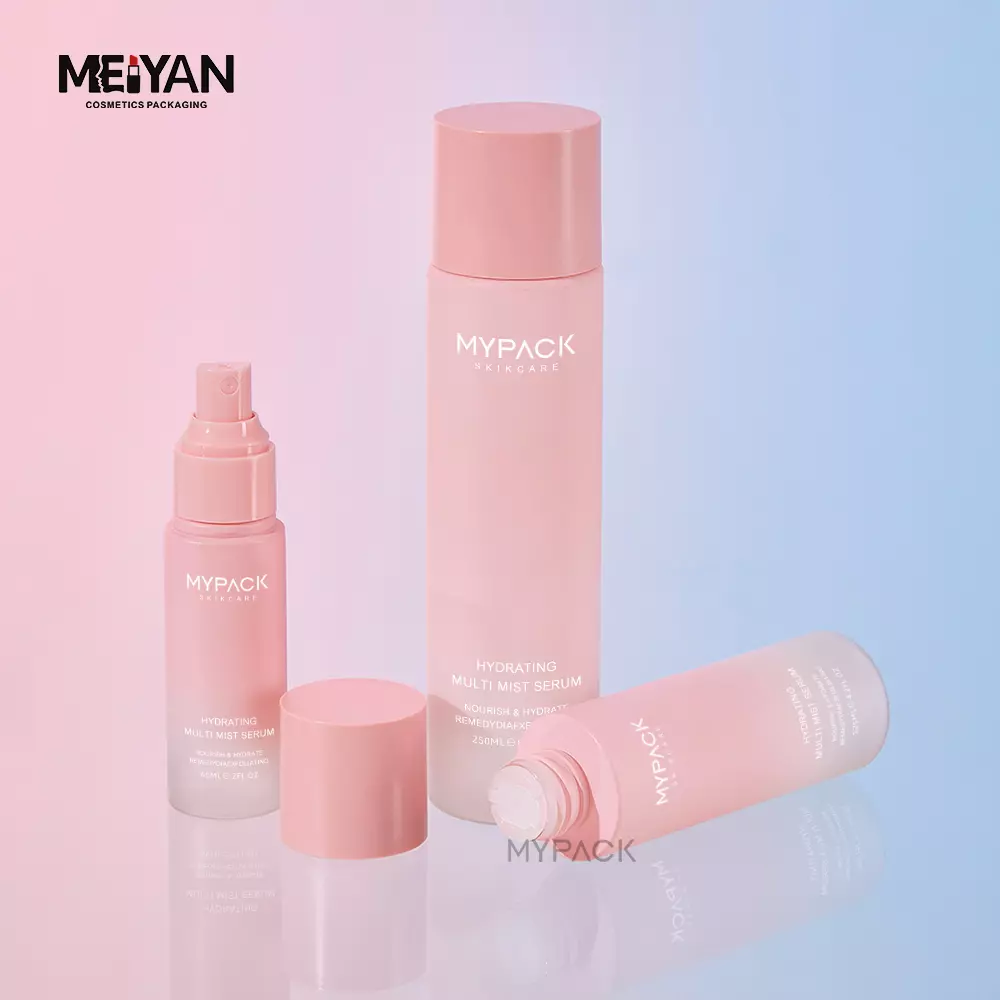 MYPACK Luxury pink 80ml 250ml pet plastic empty cosmetic face body cream facial care skincare bottles jar packaging set