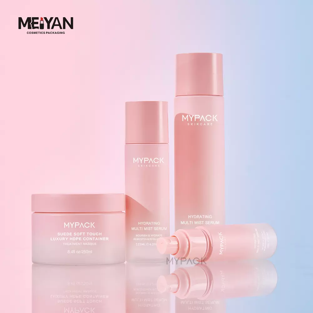 MYPACK Luxury pink 80ml 250ml pet plastic empty cosmetic face body cream facial care skincare bottles jar packaging set