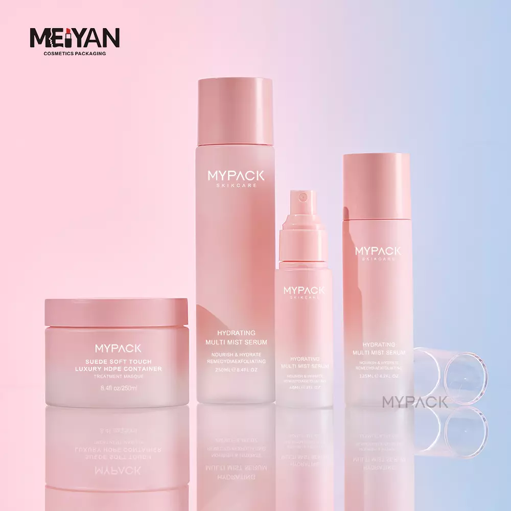 MYPACK Luxury pink 80ml 250ml pet plastic empty cosmetic face body cream facial care skincare bottles jar packaging set