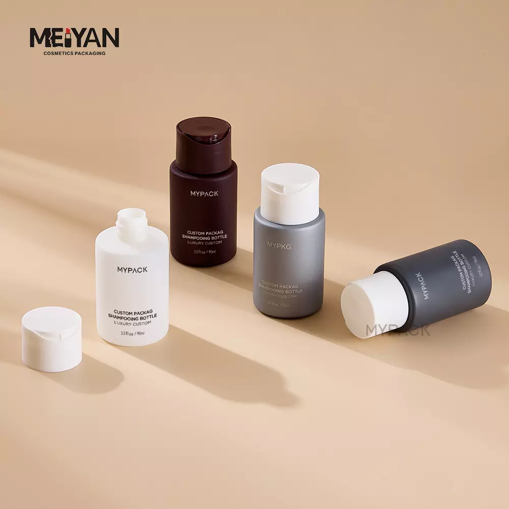 MYPACK empty hdpe good quality custom color squeeze bottles 90ml travel mini silicone soap shower gel bottles with pressed cap