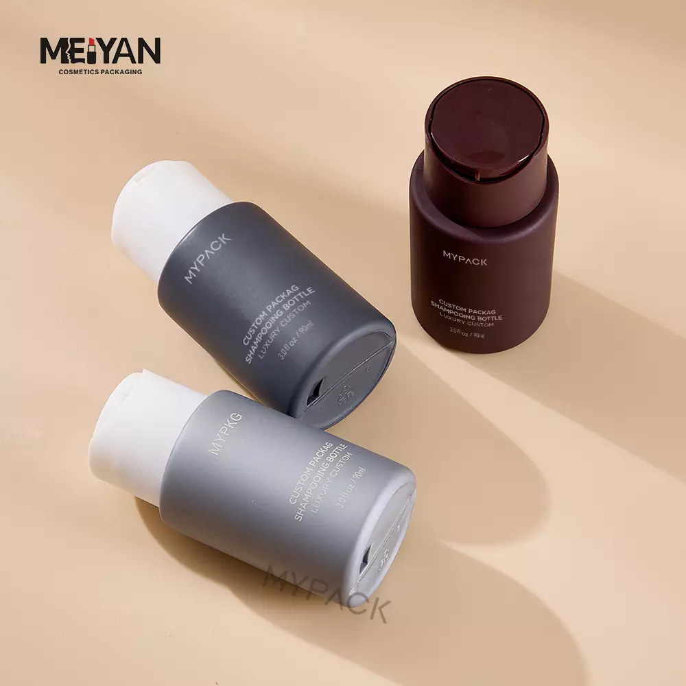 MYPACK empty hdpe good quality custom color squeeze bottles 90ml travel mini silicone soap shower gel bottles with pressed cap