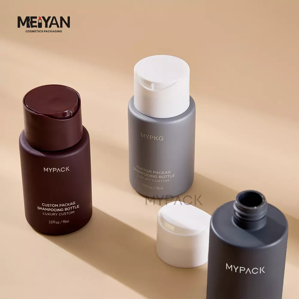 MYPACK empty hdpe good quality custom color squeeze bottles 90ml travel mini silicone soap shower gel bottles with pressed cap