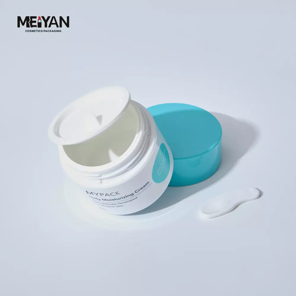 MYPACK petg 15g 50g round plastic cosmetic empty face cream lip balm jars container packaging with spoon