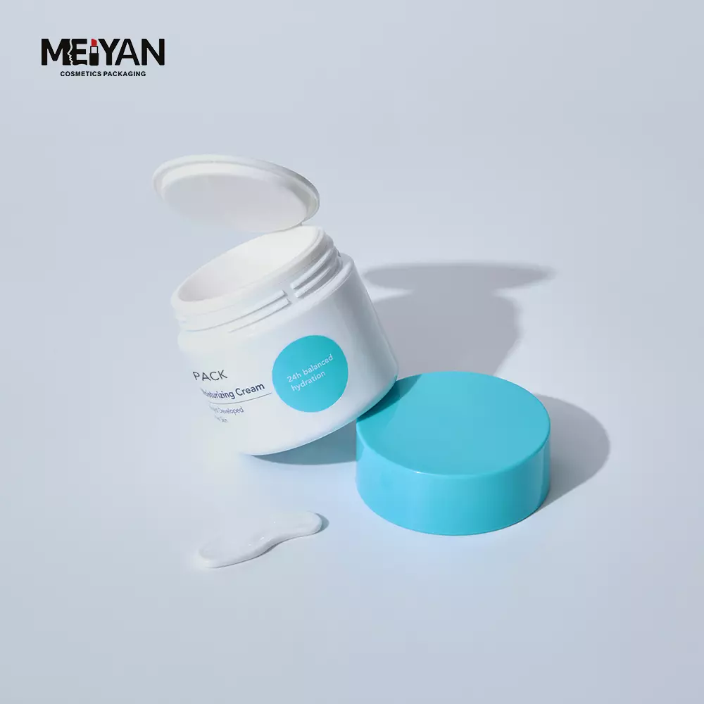 MYPACK petg 15g 50g round plastic cosmetic empty face cream lip balm jars container packaging with spoon