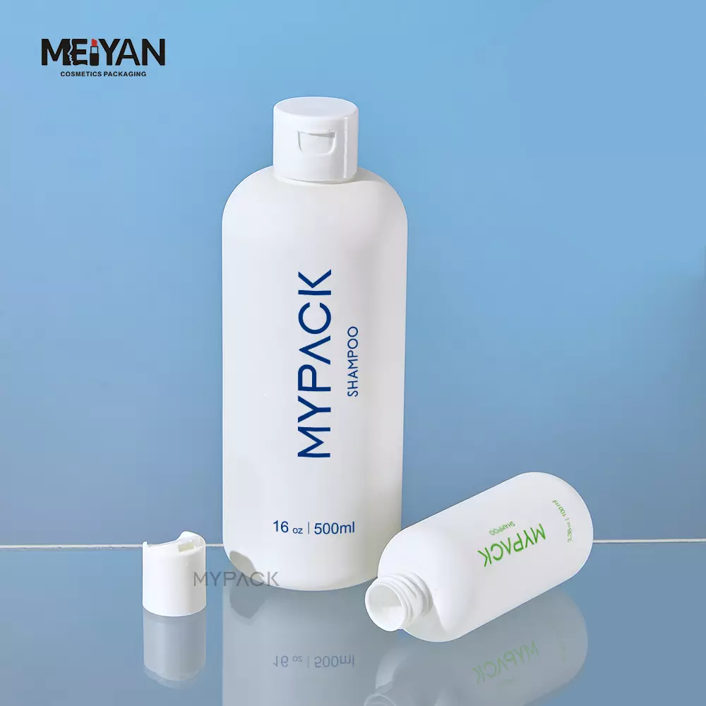 MYPACK luxury custom 180ml 300ml 500ml round shoulder empty soft touch shampoo and conditioner lotion bottles plastic white