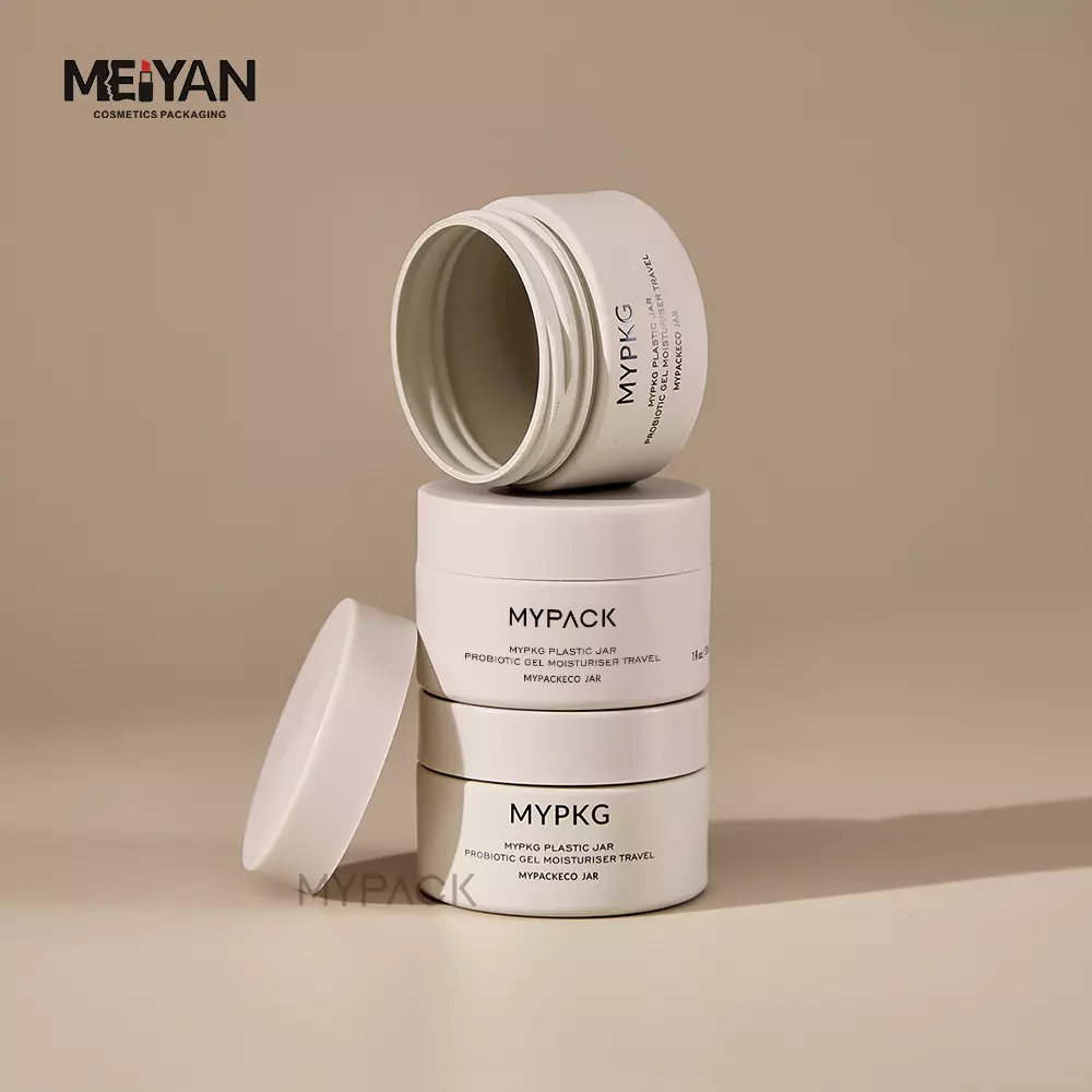 MYPACK 100ml 3.4oz white matte round PET cosmetic plastic empty containers jar for skin care cream body scrub