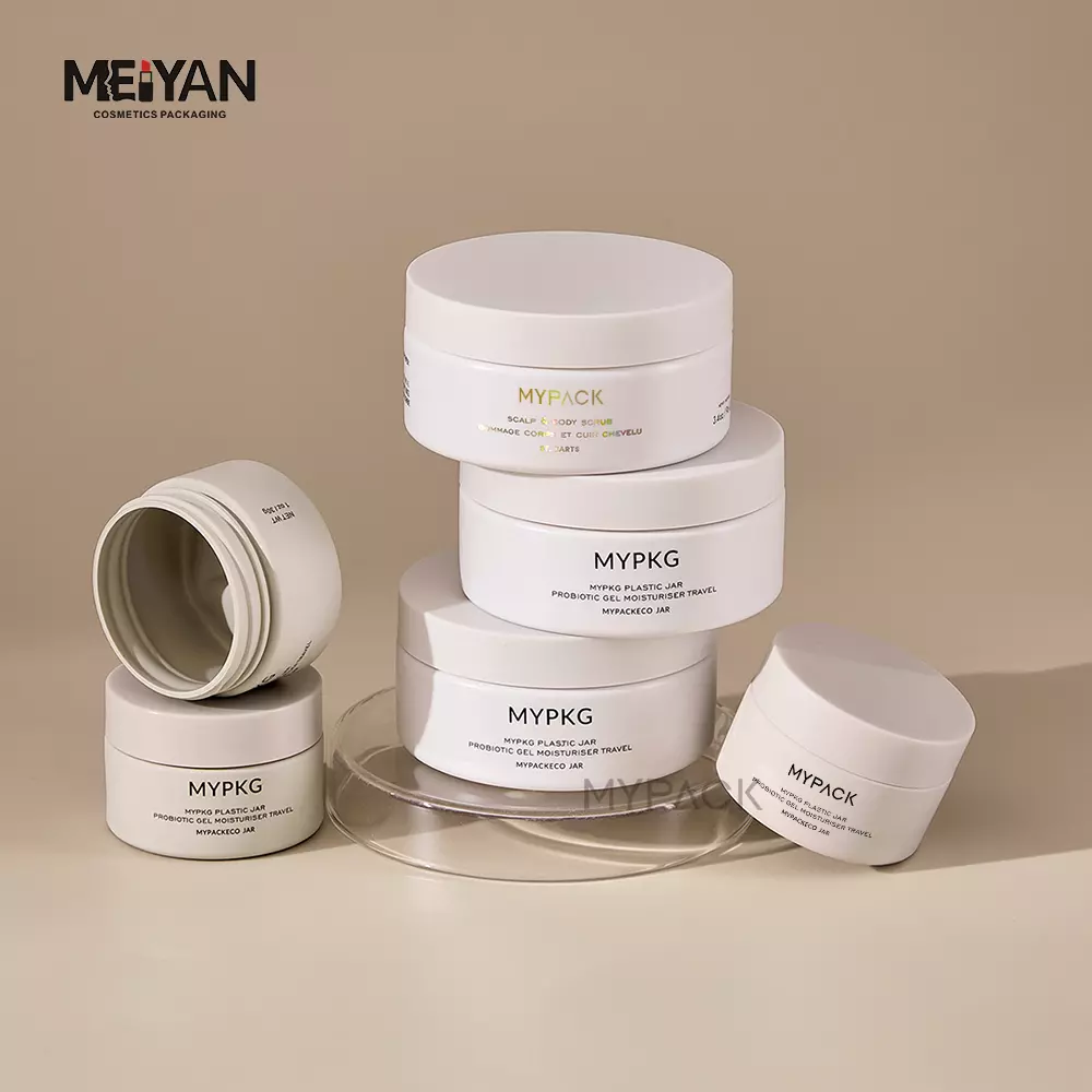 MYPACK 100ml 3.4oz white matte round PET cosmetic plastic empty containers jar for skin care cream body scrub