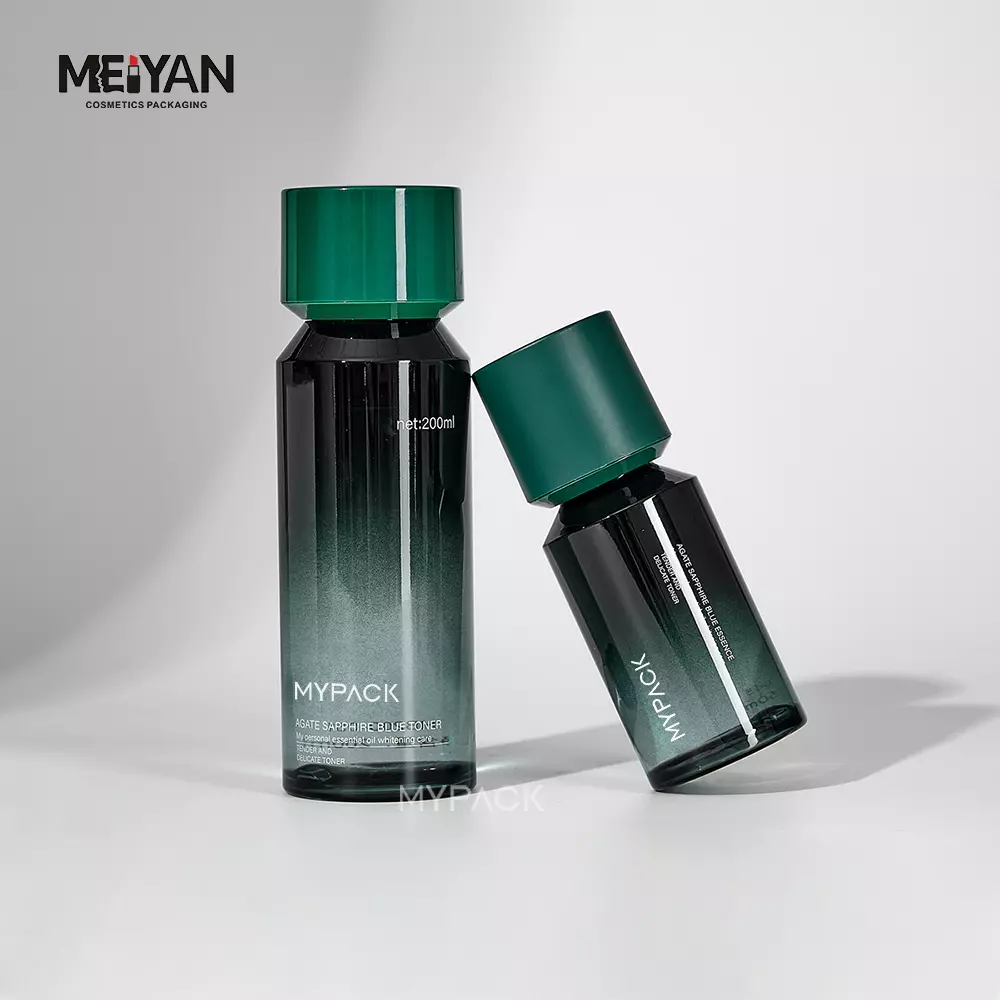 MYPACK gradient green unique slant shoulder thick wall cosmetic jar 50g luxury aesthetic skincare set packaging for face serum